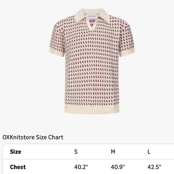 Oxknit sweater mens jacquard cream pink burgundy size small 60s small - Picture 6 of 9